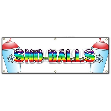 Signmission SNO-BALLS BANNER SIGN snowcones water ice italian shaved ice cold fruit B-72 Sno-Balls
